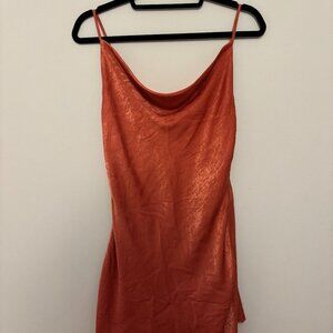 Altar’d State Burnt Orange Satin Slip Dress - Size Small (Worn Once)